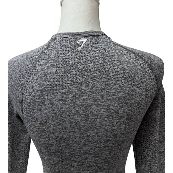 Gymshark Vital Seamless 2.0 Womens Gray Marled Crop Top Shirt Small Mesh Stretch - Picture 4 of 10